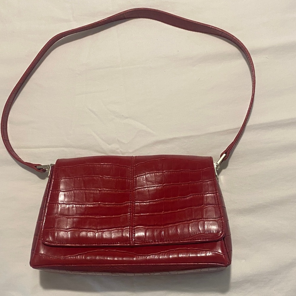 Liz Claiborne Red Crocodile-Pattern Shoulder Bag